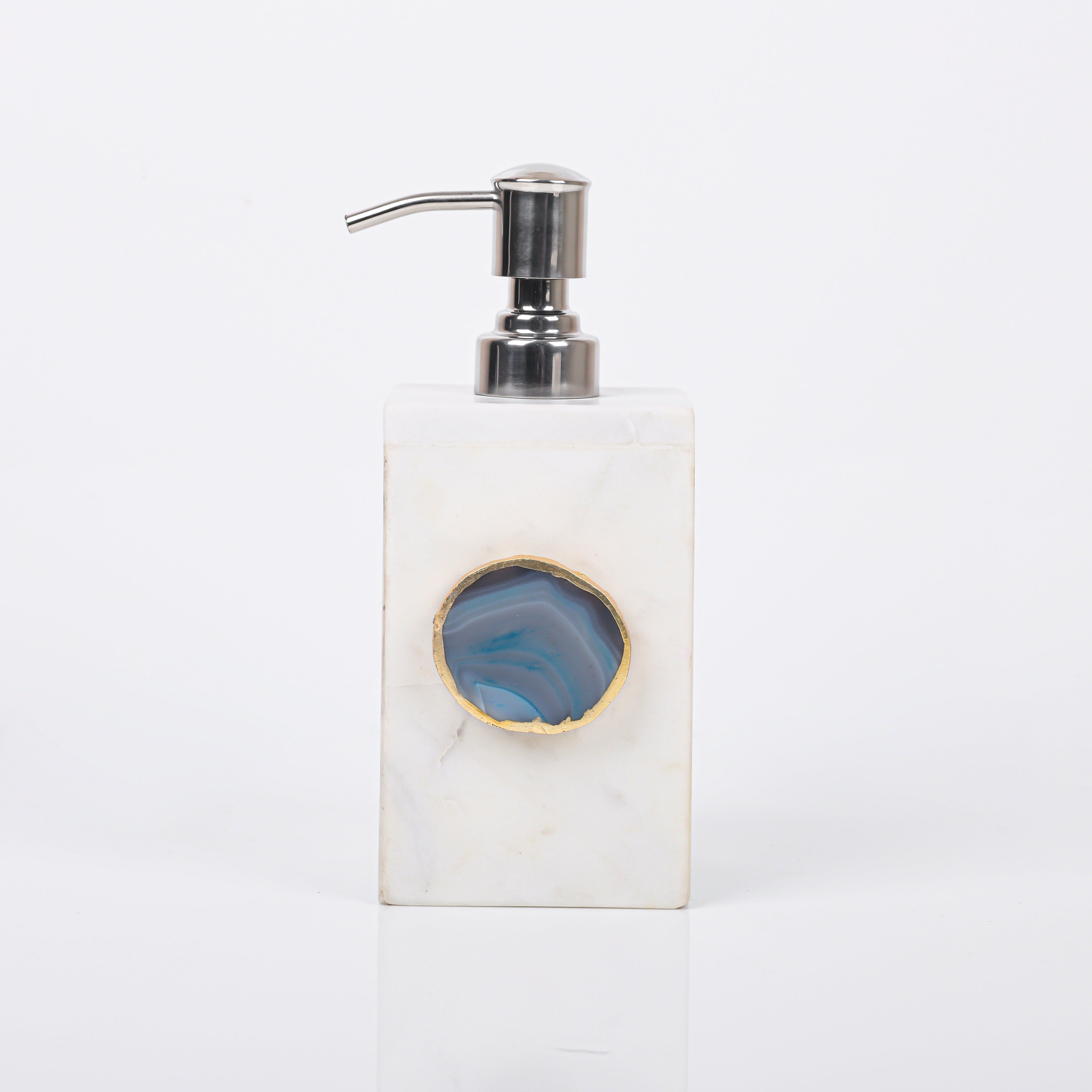 White Marble with Blue Agate Soap Dispenser