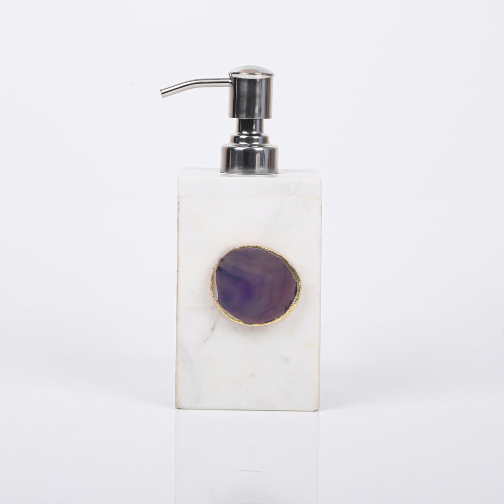 White Marble with Purple Agate Soap Dispenser