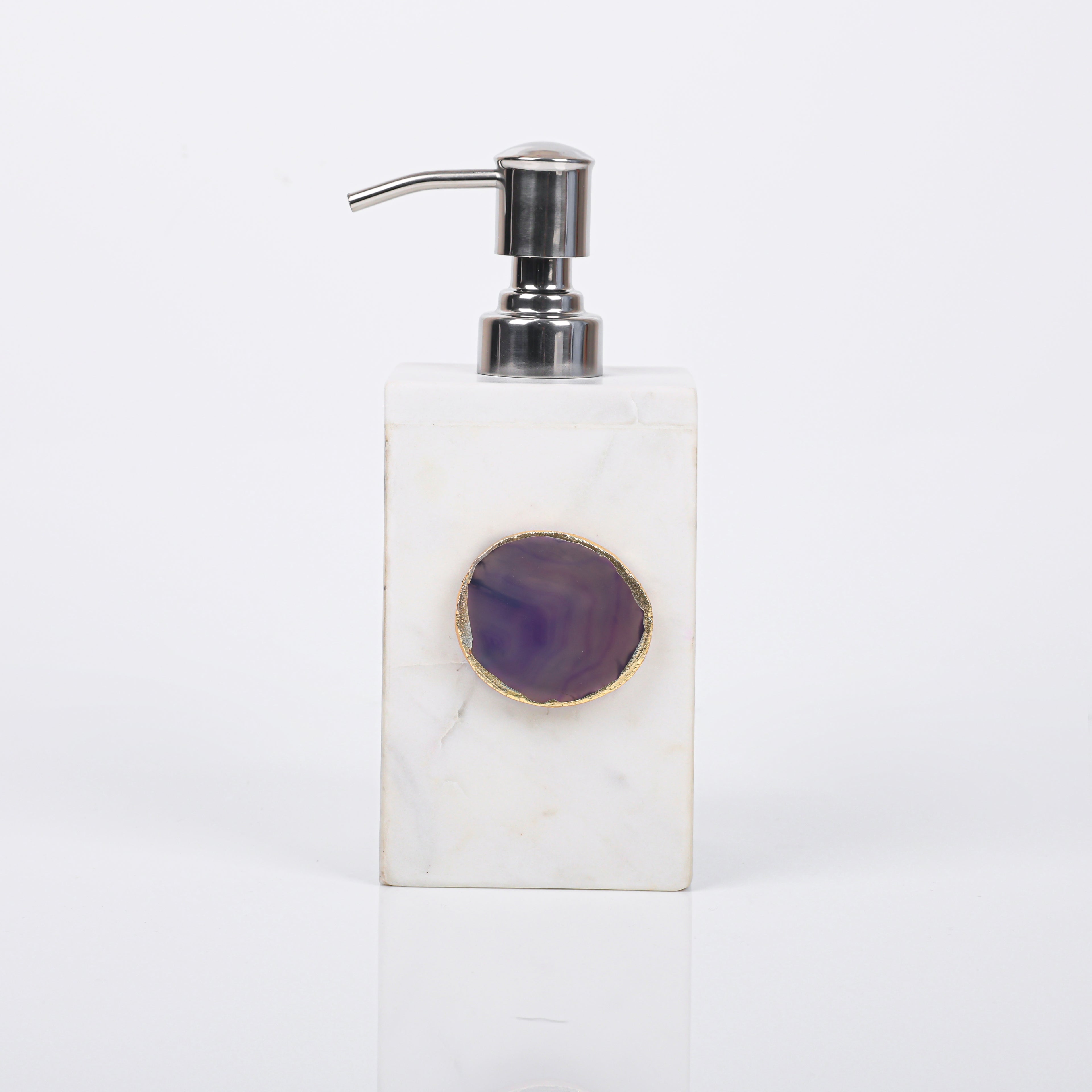 White Marble with Purple Agate Soap Dispenser
