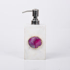 White Marble with Pink Agate Soap Dispenser