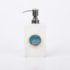 White Marble with Green Agate Soap Dispenser