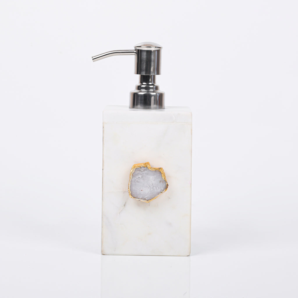 White Marble with White Agate Soap Dispenser