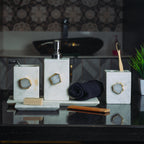 White Marble with White Agate Bathroom Set, Set of 5
