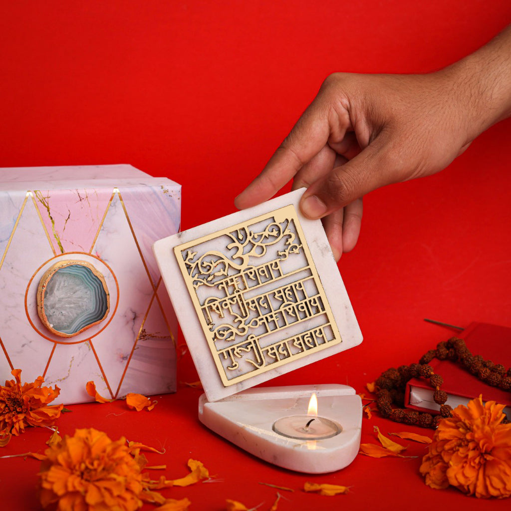 Marble Om Namah Shivay TeaLight Holder