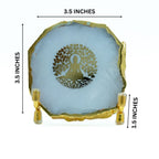 Budha Tree White Agate Metal Showpeice