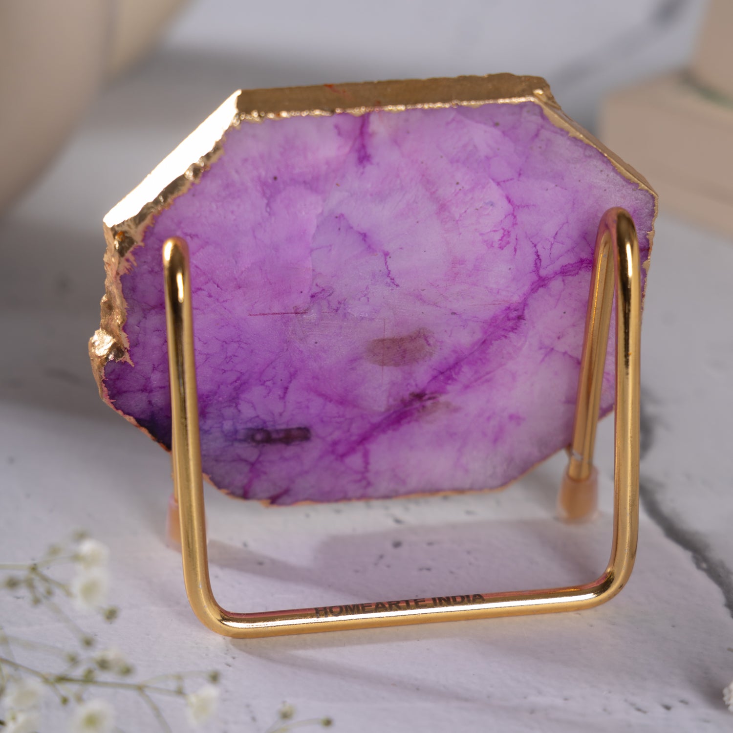 Ik Onkar Mantra Pink Agate Metal Showpeice