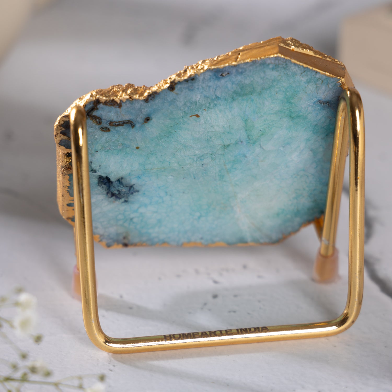 Ik Onkar Mantra Turquoise Agate Metal Showpeice