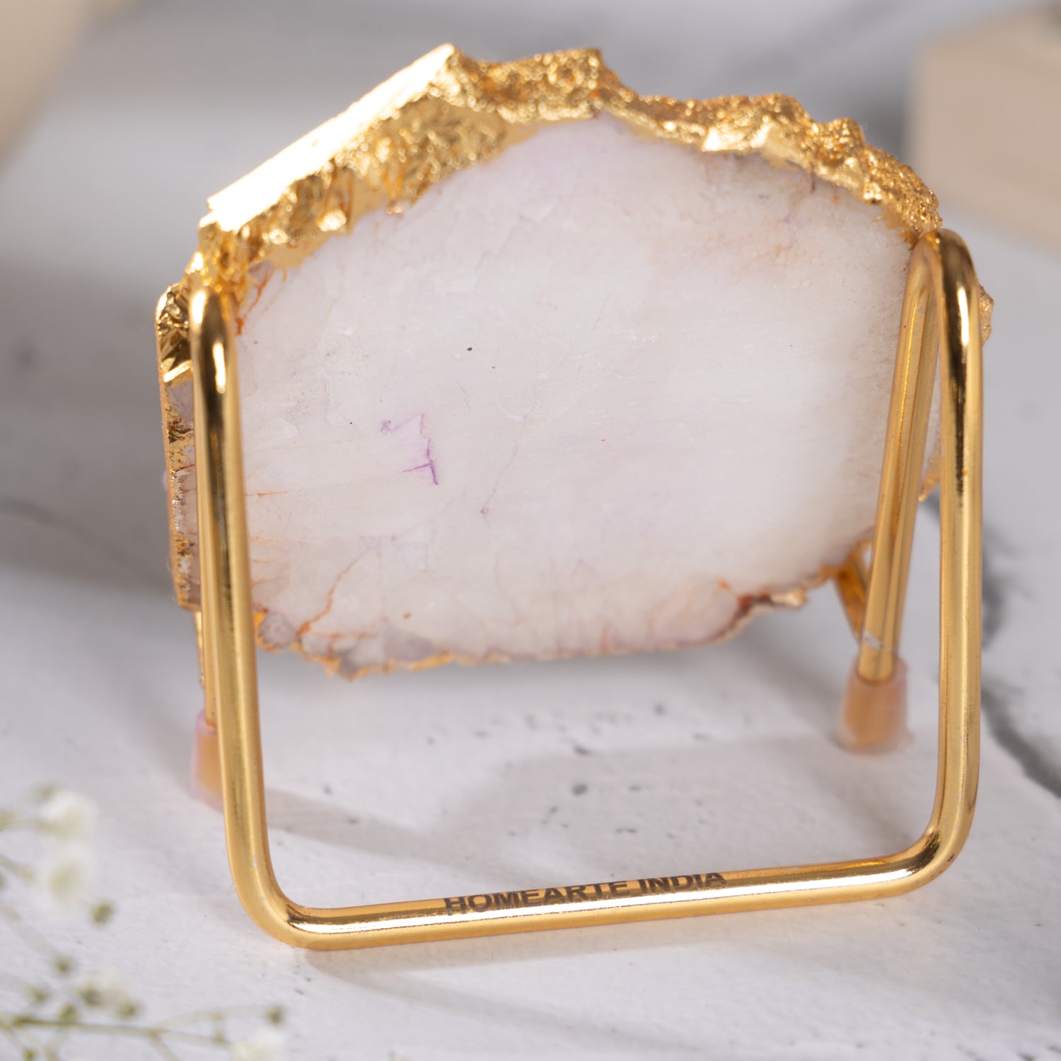 Ik Onkar Mantra White Agate Metal Showpeice