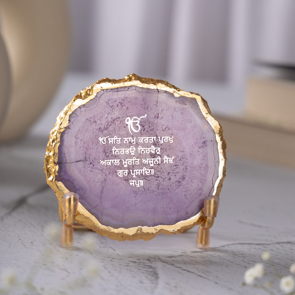 Ik Onkar Mantra Purple Agate Metal Showpeice