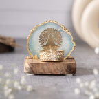 Budha Tree Green Agate Tealight Wooden