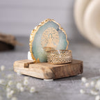 Budha Tree Green Agate Tealight Wooden
