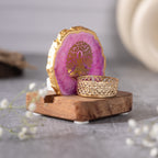 Budha Tree Pink Agate Tealight Wooden