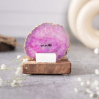 Budha Tree Pink Agate Tealight Wooden