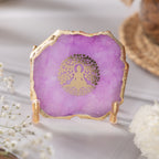 Budha Tree Pink Agate Metal Showpeice