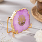 Budha Tree Pink Agate Metal Showpeice