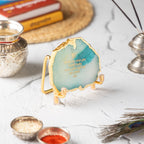 Ik Onkar Mantra Green Agate Metal Showpeice