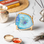 Ik Onkar Mantra Blue Agate Metal Showpeice