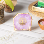 Budha Tree Pink Agate Metal Showpeice