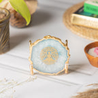 Budha Tree Turquoise Agate Metal Showpeice