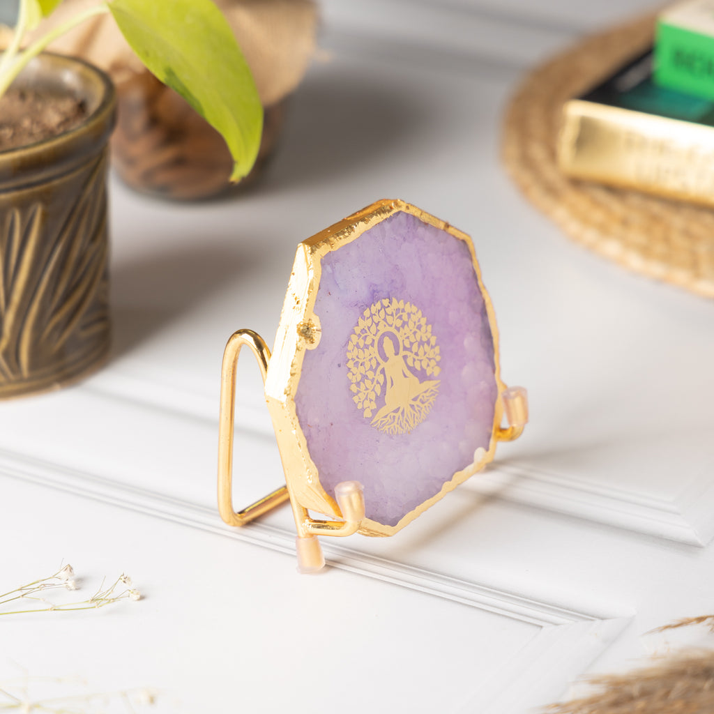 Budha Tree Purple Agate Metal Showpeice