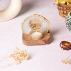 Budha Tree White Agate Tealight Wooden