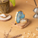 Ik Onkar Mantra Blue Agate Tealight Wooden