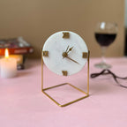 Diamond Marble Desktop Clock  With Metal Stand