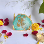 Jai Shree Ram Green Agate  with Metal Stand