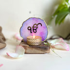 Ik Onkar Tea Light Holder Agate with Wood Stand