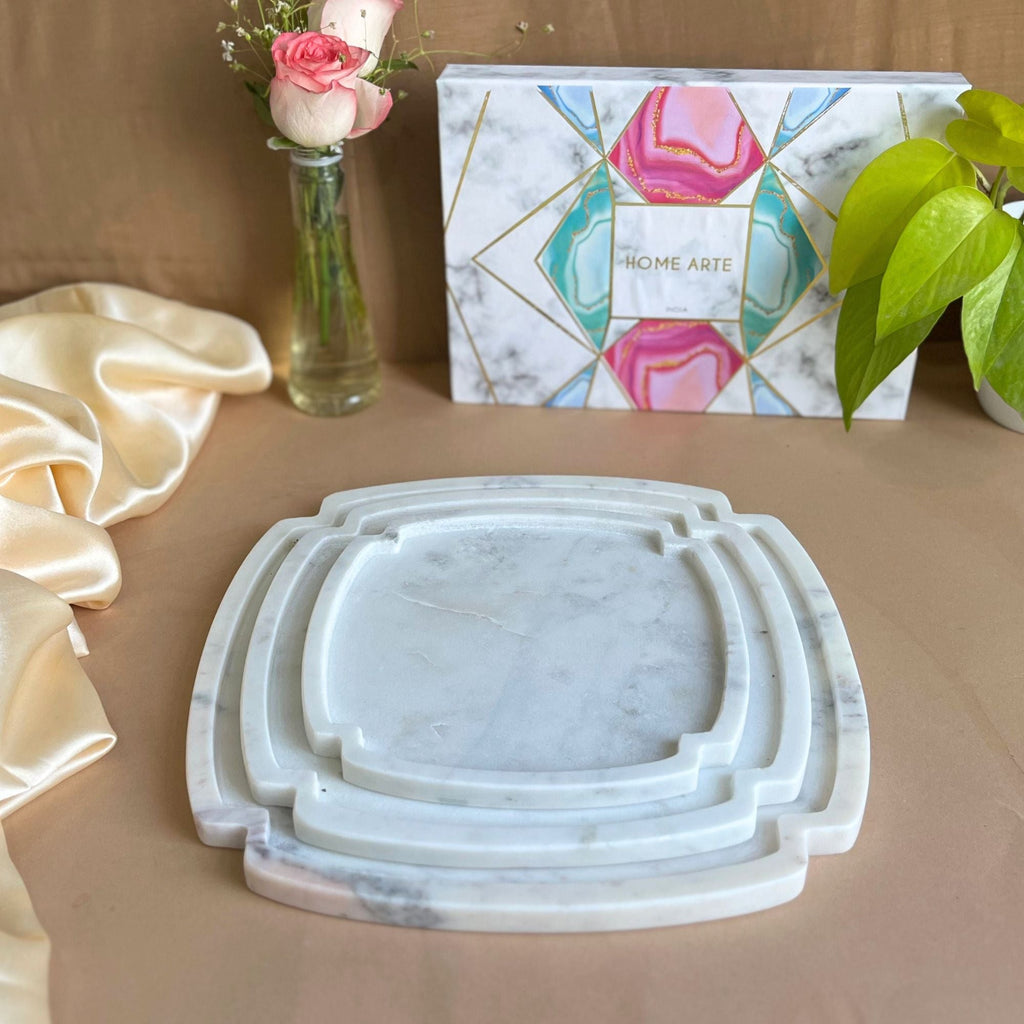 Floral Marble Platter (set of 3)