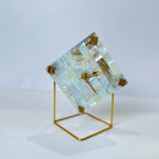 Square   Mother of Pearl Desktop Clock   With Metal Stand