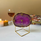 Green Crystal Agate Desktop Clock with Metal Stand