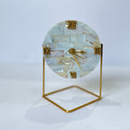 Diamond Mother Of Pearl Desktop Clock  With Metal Stand