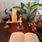 Pink Agate Candle Holders