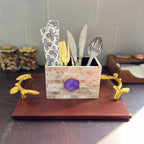 Purple Agate  With Mother Of Pearl Cutlery Holder