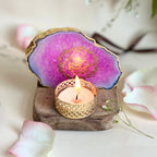 GURU JEE Agate Tea Light Holder with Wood Stand