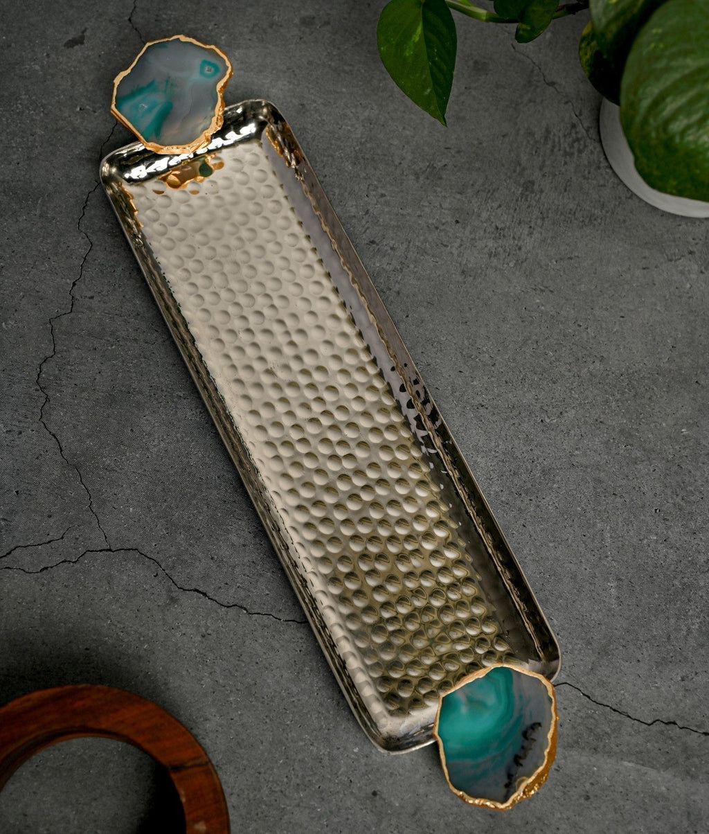 Rectangle Aluminum Tray with Turquoise Agate