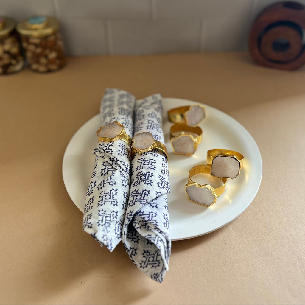 Blue Agate Napkin Rings Set