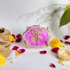 Jai Shree Ram- Pink Agate  Metal Stand