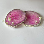 Purple  Crystal Agate Coaster With Silver Plating