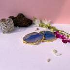 Turquoise  Natural Brazilian Agate Coaster With  Gold Plating