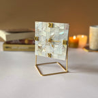 Square   Mother of Pearl Desktop Clock   With Metal Stand
