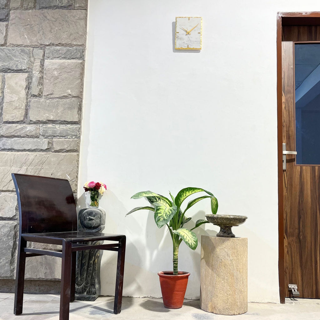 White Marble Rectangular Wall Clock