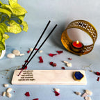 Marble with Agate Namokar Mantra Agarbatti Stand Puja Incense Stick Holder with Ash Catcher Incense Burner
