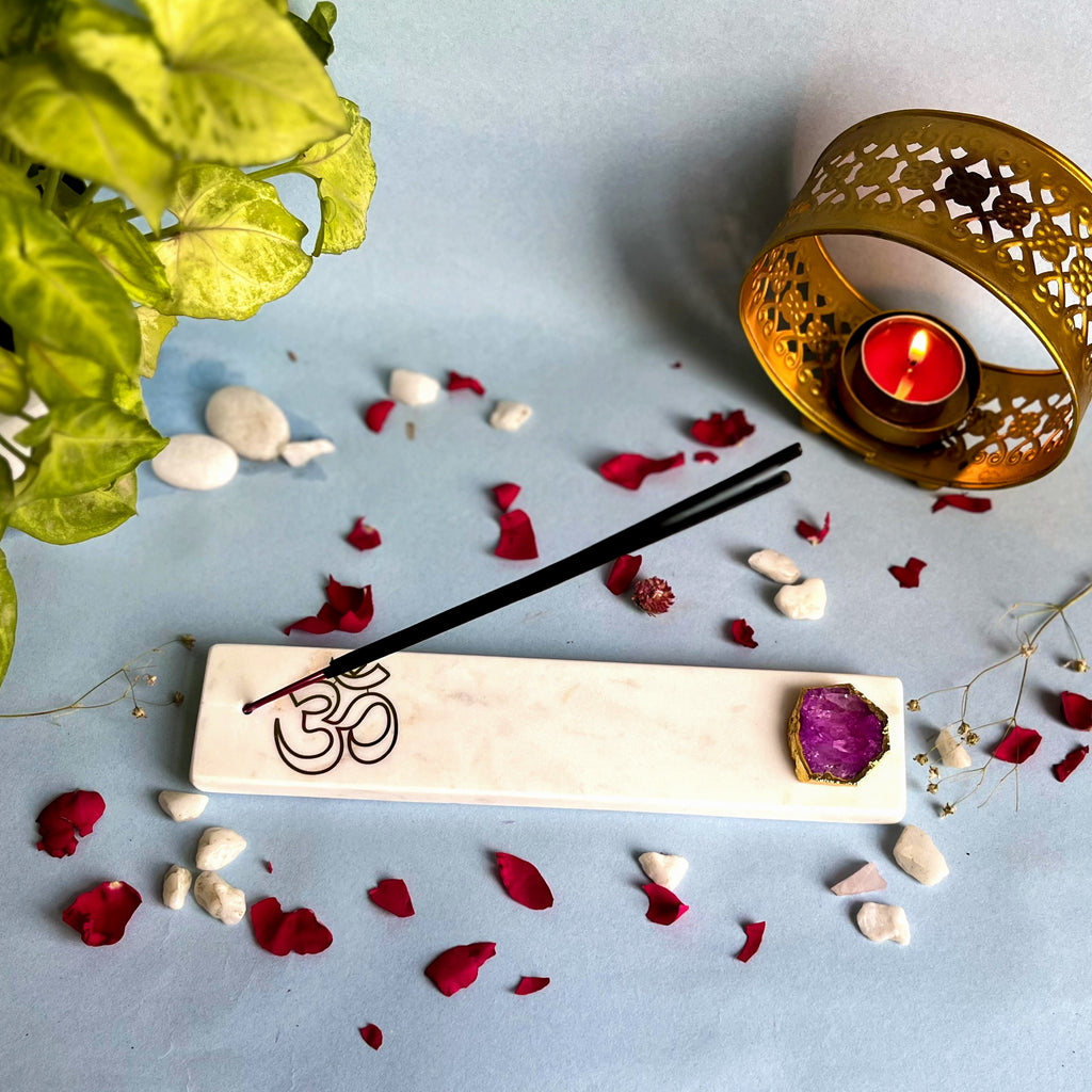 Marble with Agate Om Agarbatti Stand