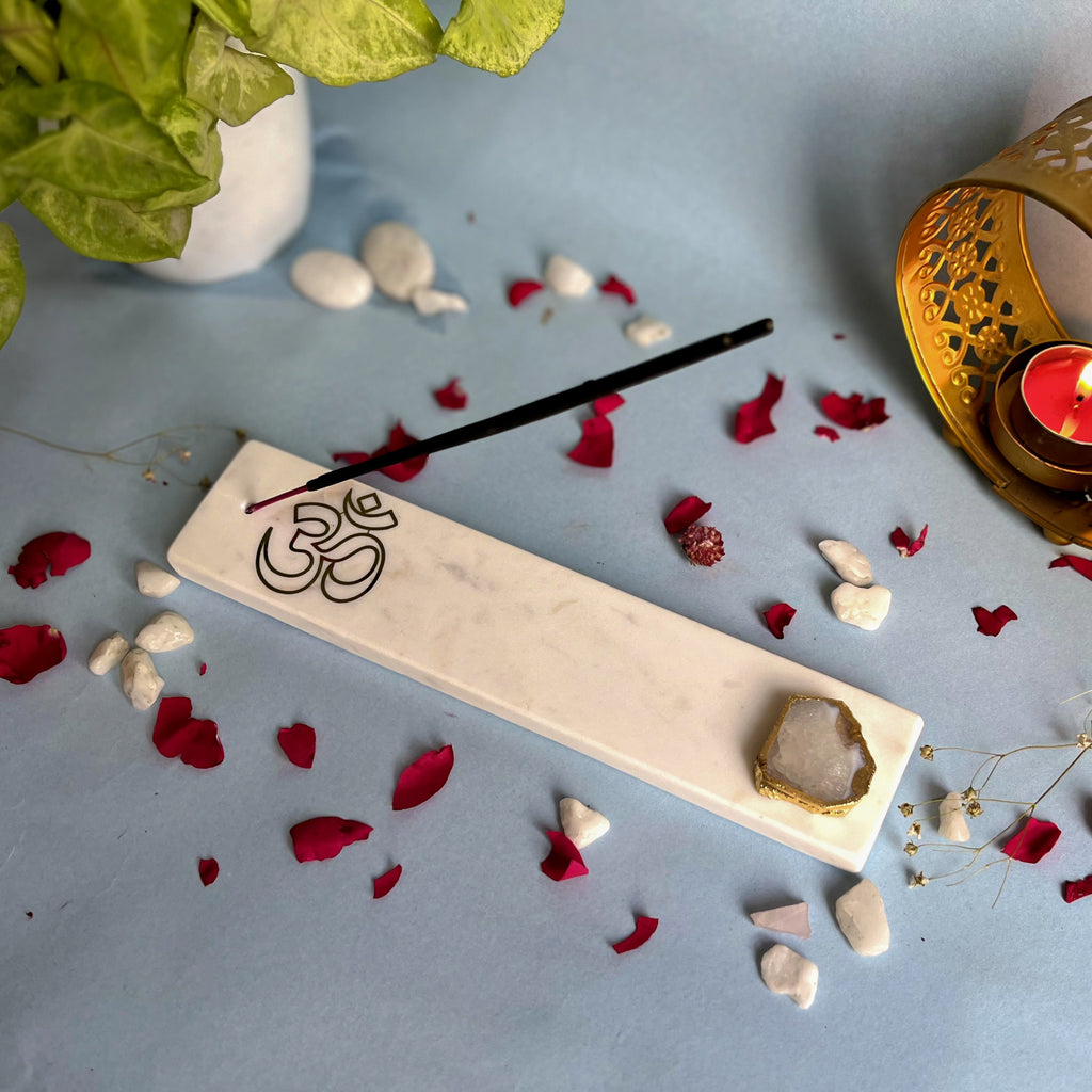 Marble with Agate Om Agarbatti Stand