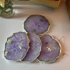 Purple  Crystal Agate Coaster With Silver Plating