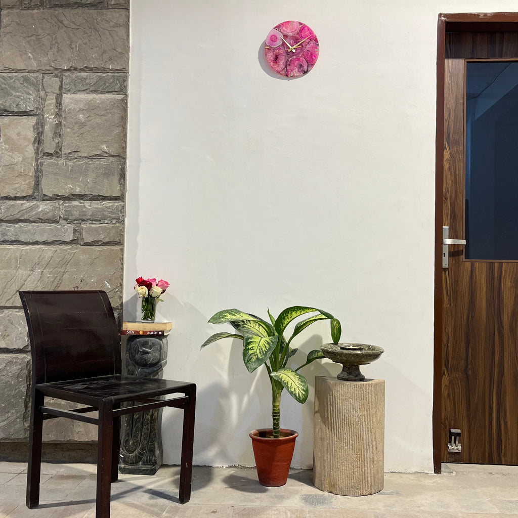 pink  Agate Round Wall Clock