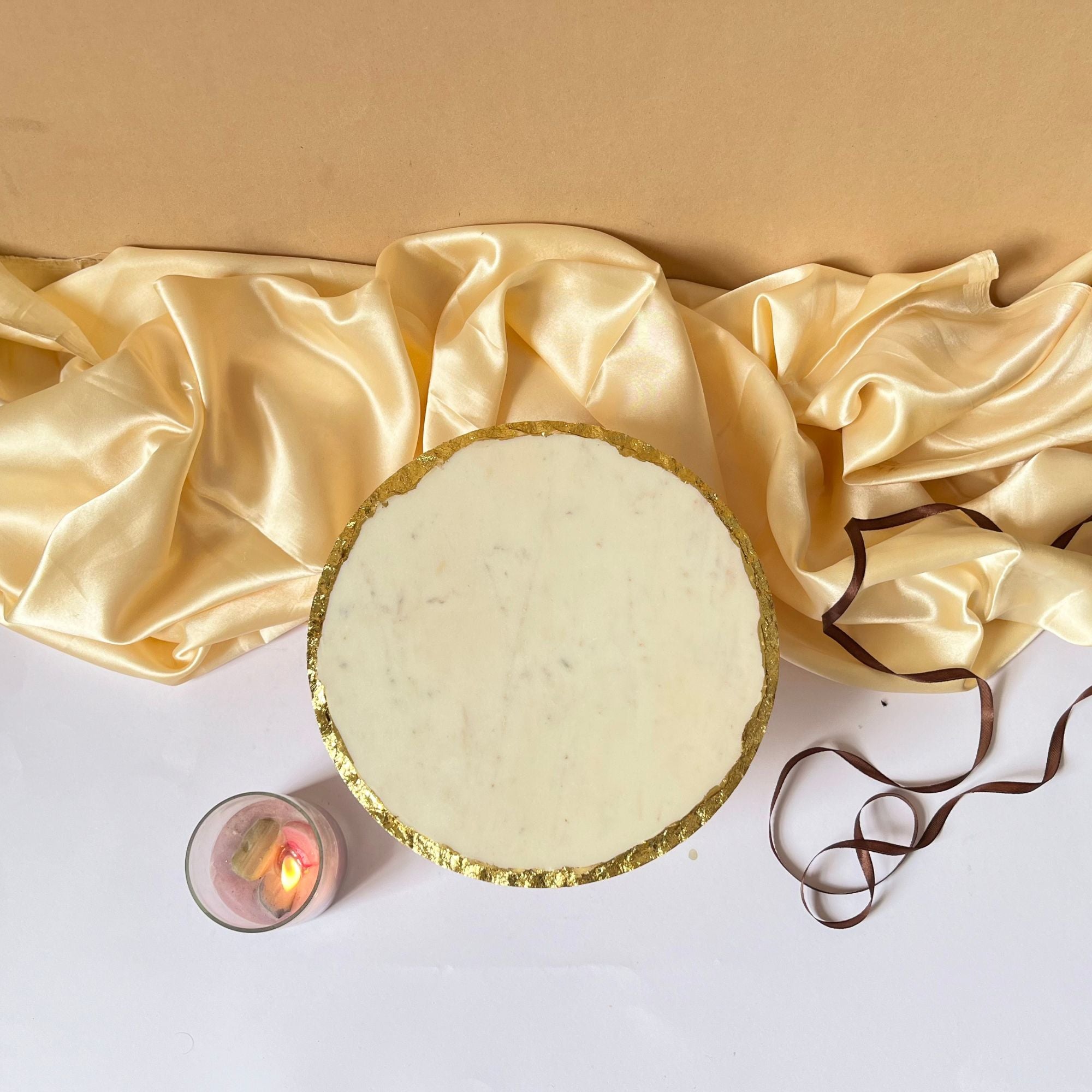 Marble Gold Plated Cake Stand with Metal Base - 10 Inches