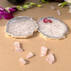 Blue  Crystal Agate Coaster With Silver Plating